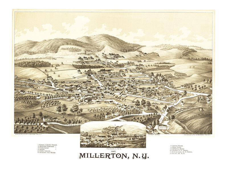 Size comparison using Vintage Map of Millerton, New York 1887
