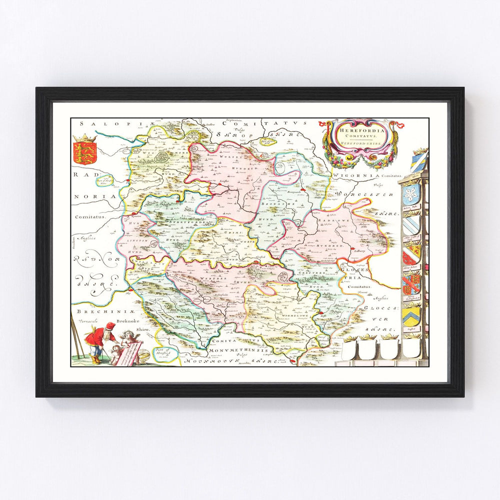 Herefordshire Vintage Map 1665