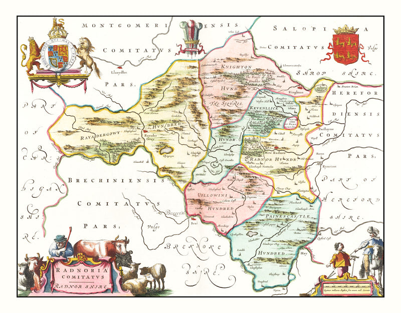 Size comparison using Vintage Map of Radnorshire 1665
