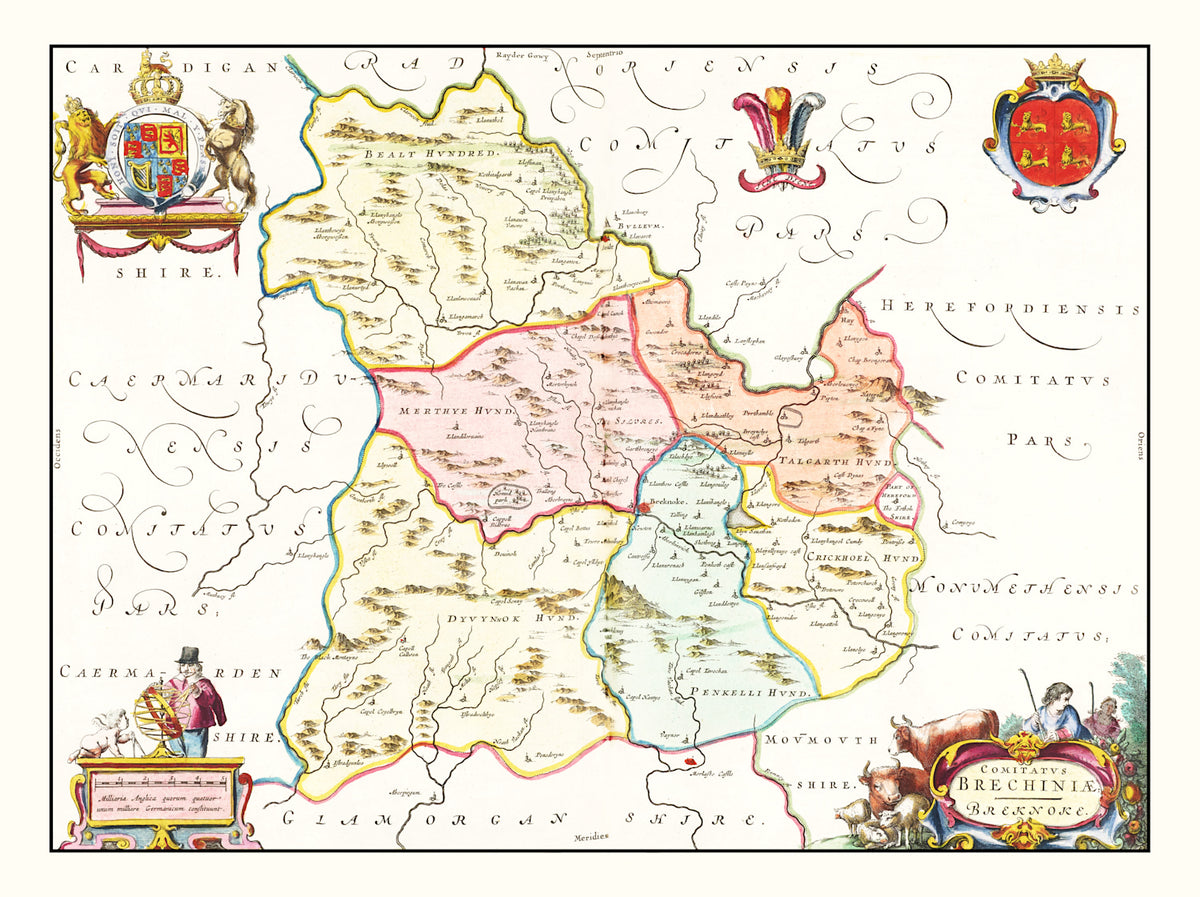 Preview of Vintage Map of Brecknockshire 1665