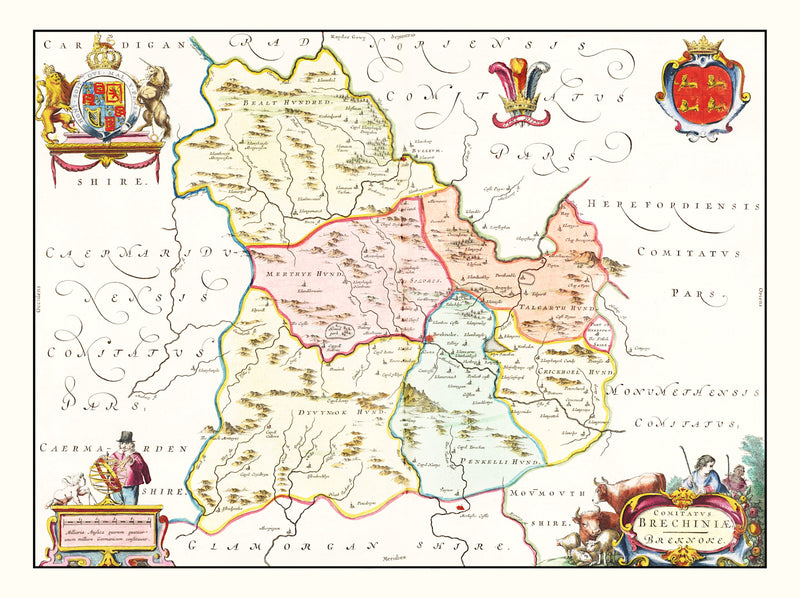 Size comparison using Vintage Map of Brecknockshire 1665