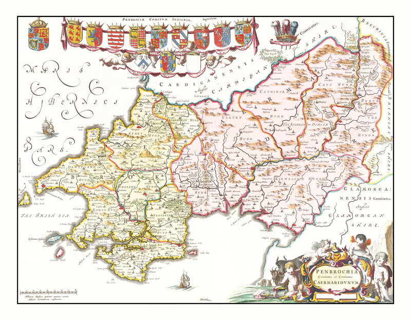 Size comparison using Vintage Map of Pembrokeshire 1665