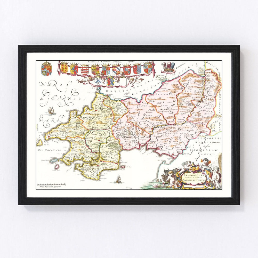 Pembrokeshire Vintage Map 1665
