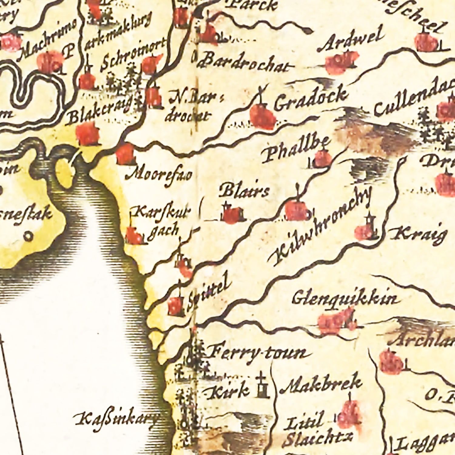 Restored historic details from the 1665 region map of County