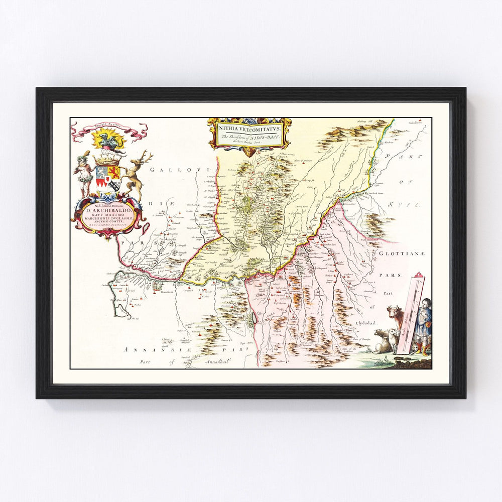 Southern Scotland Vintage Map 1665