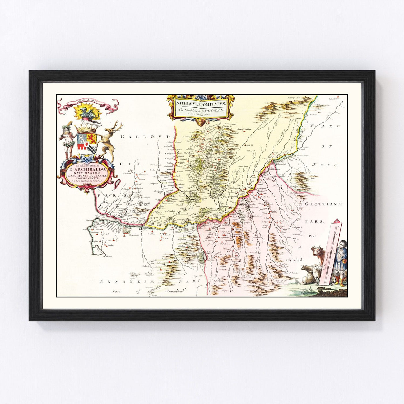 Southern Scotland Vintage Map 1665