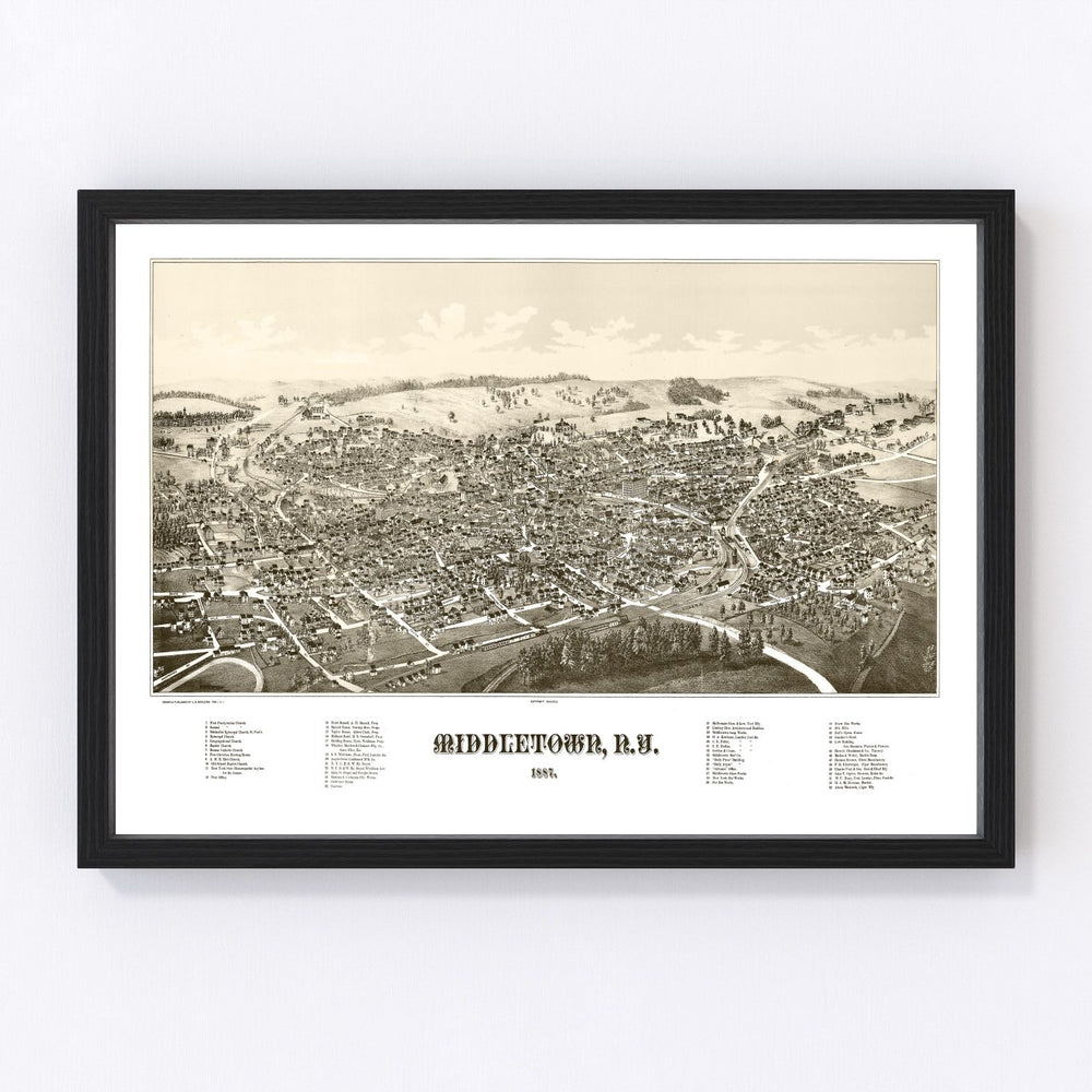 Middletown Vintage Map 1887