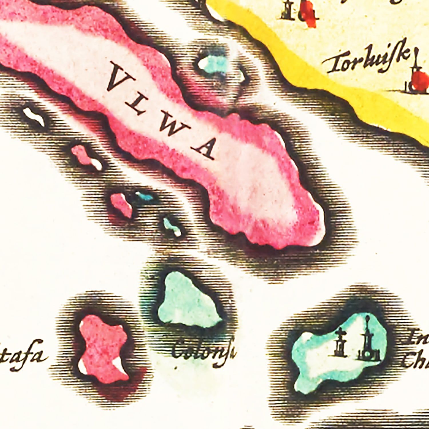 Restored historic details from the 1665 region map of County