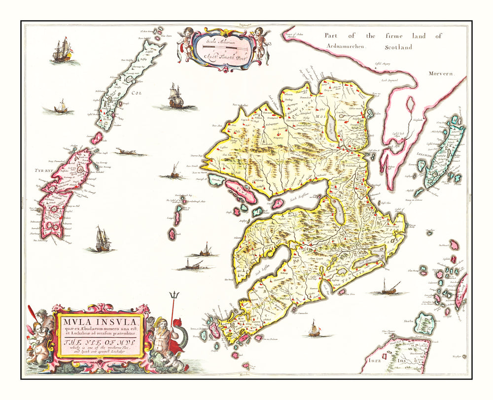 Vintage Map of the Isle of Mull 1665 print style example