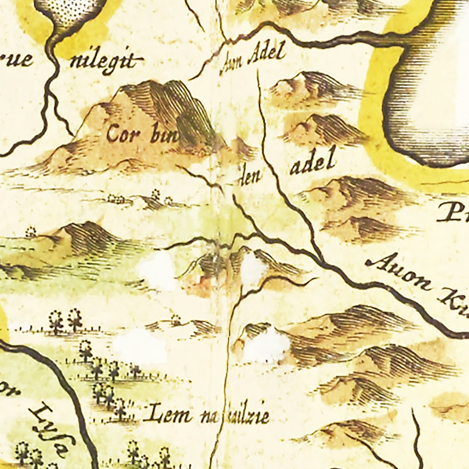 Restored historic details from the 1665 region map of County