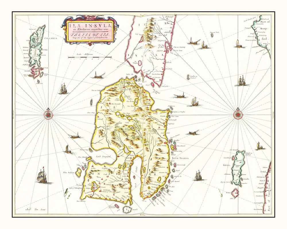 Vintage Map of the Isle of Islay 1665 print style example