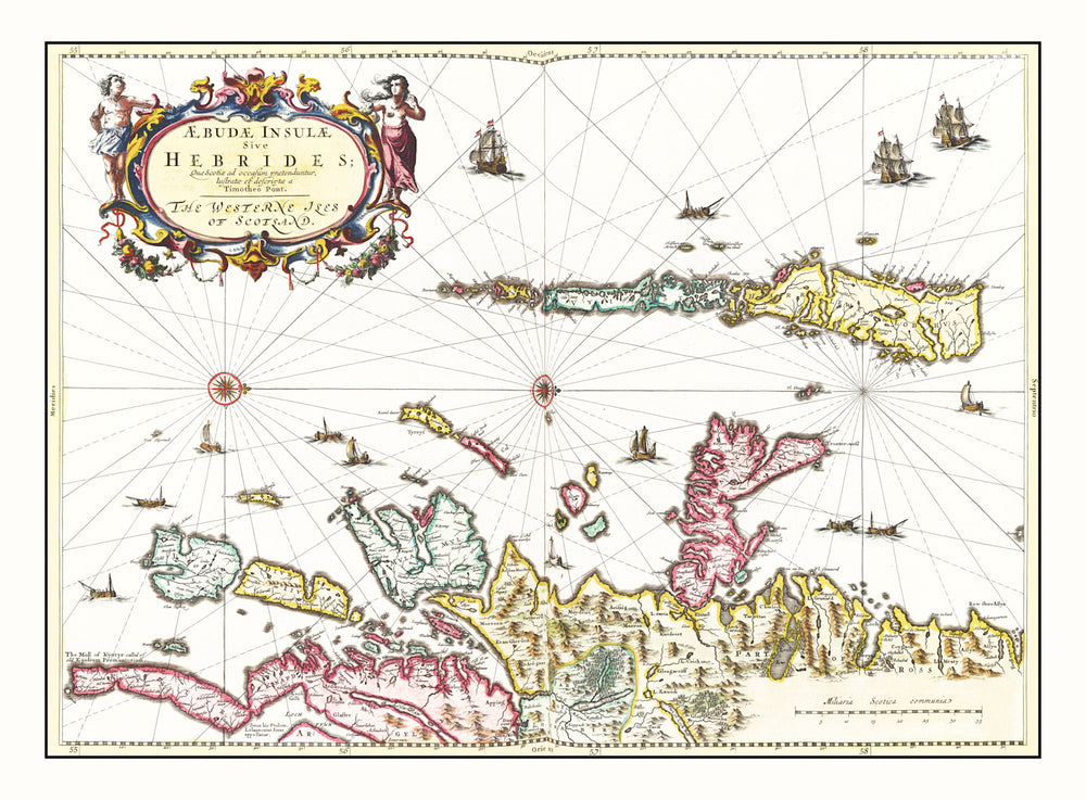 Vintage Map of Hebrides Islands 1665 print style example