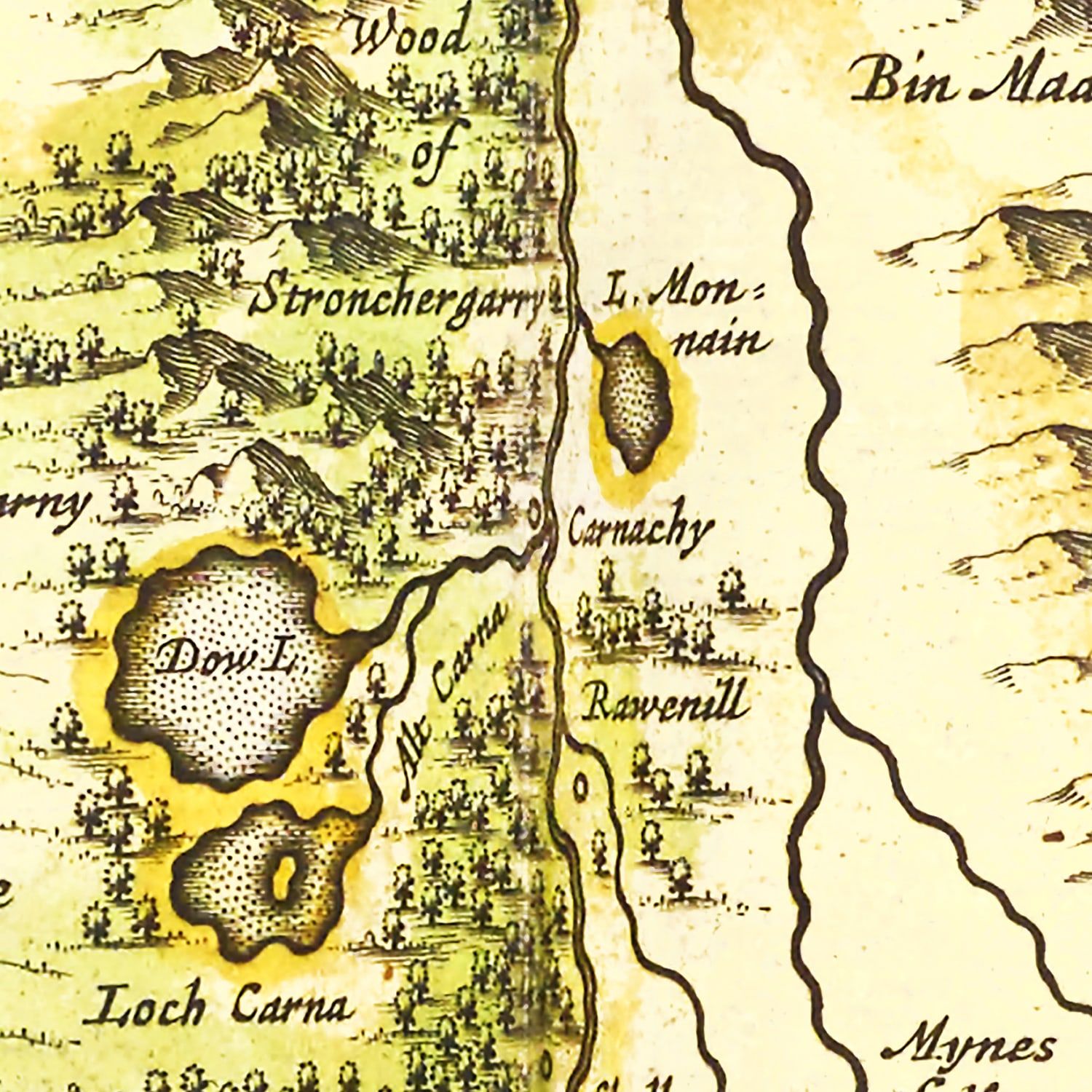 Restored historic details from the 1665 region map of County