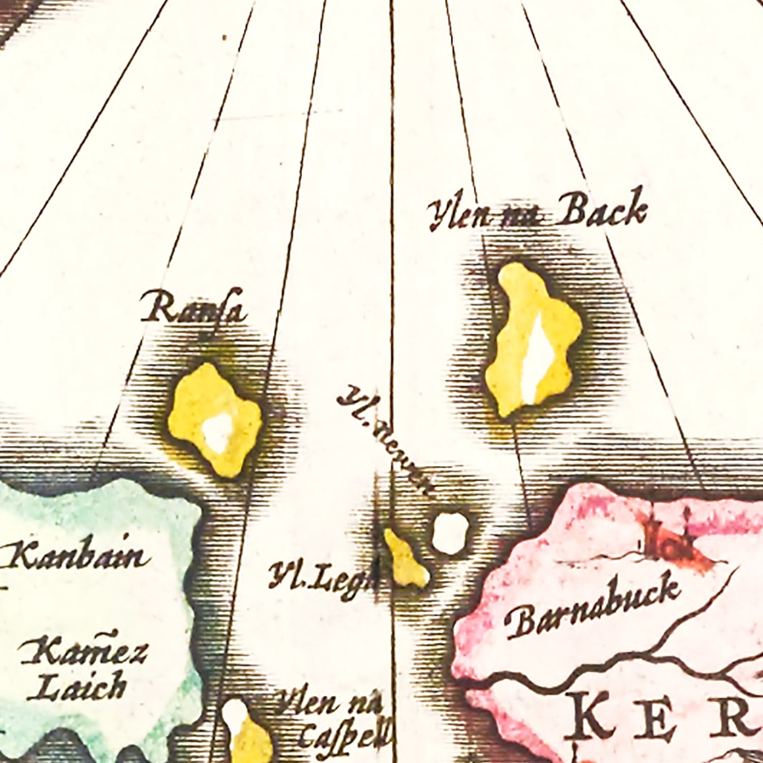 Restored historic details from the 1665 region map of County