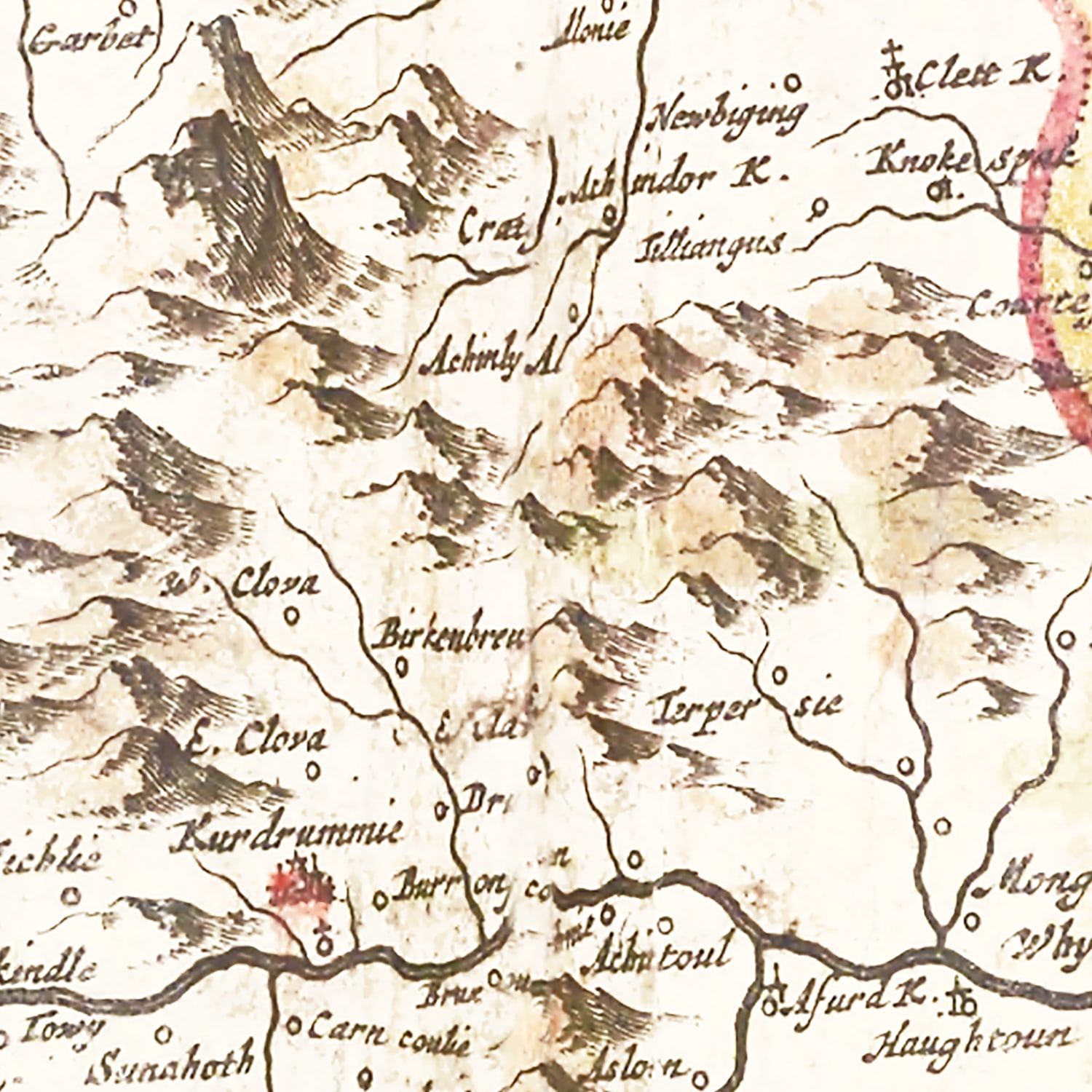Restored historic details from the 1665 city map of Aberdeen