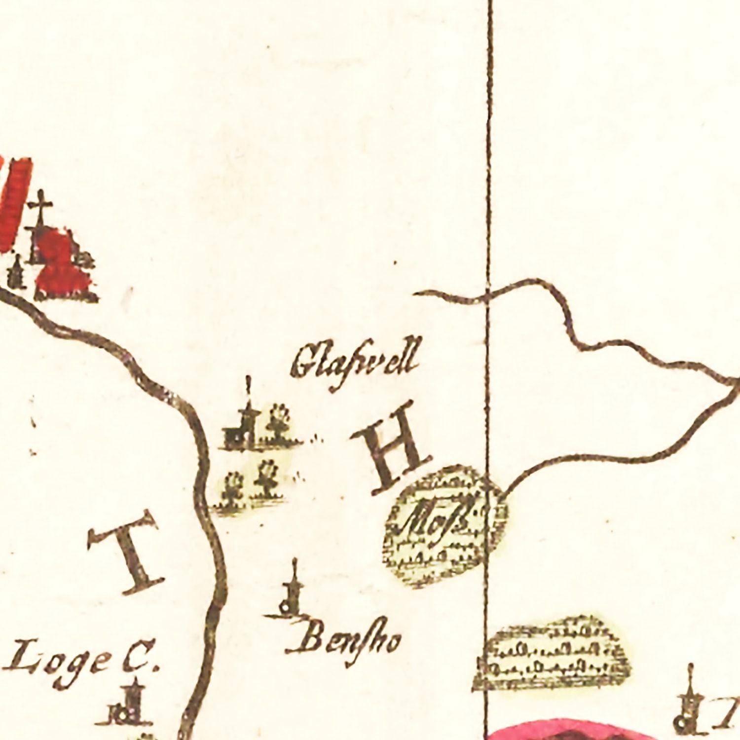Restored historic details from the 1665 region map of County