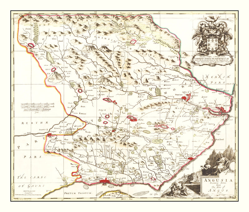 Size comparison using Vintage Map of Angus, Scotland 1665