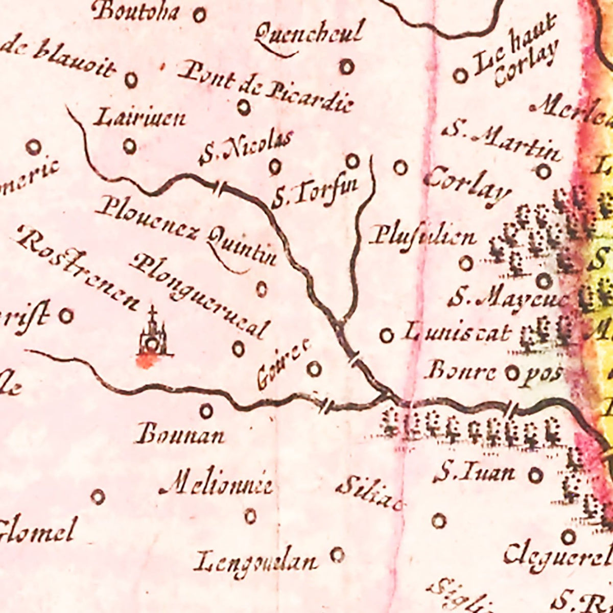 Restored historic details from the 1665 region map of County
