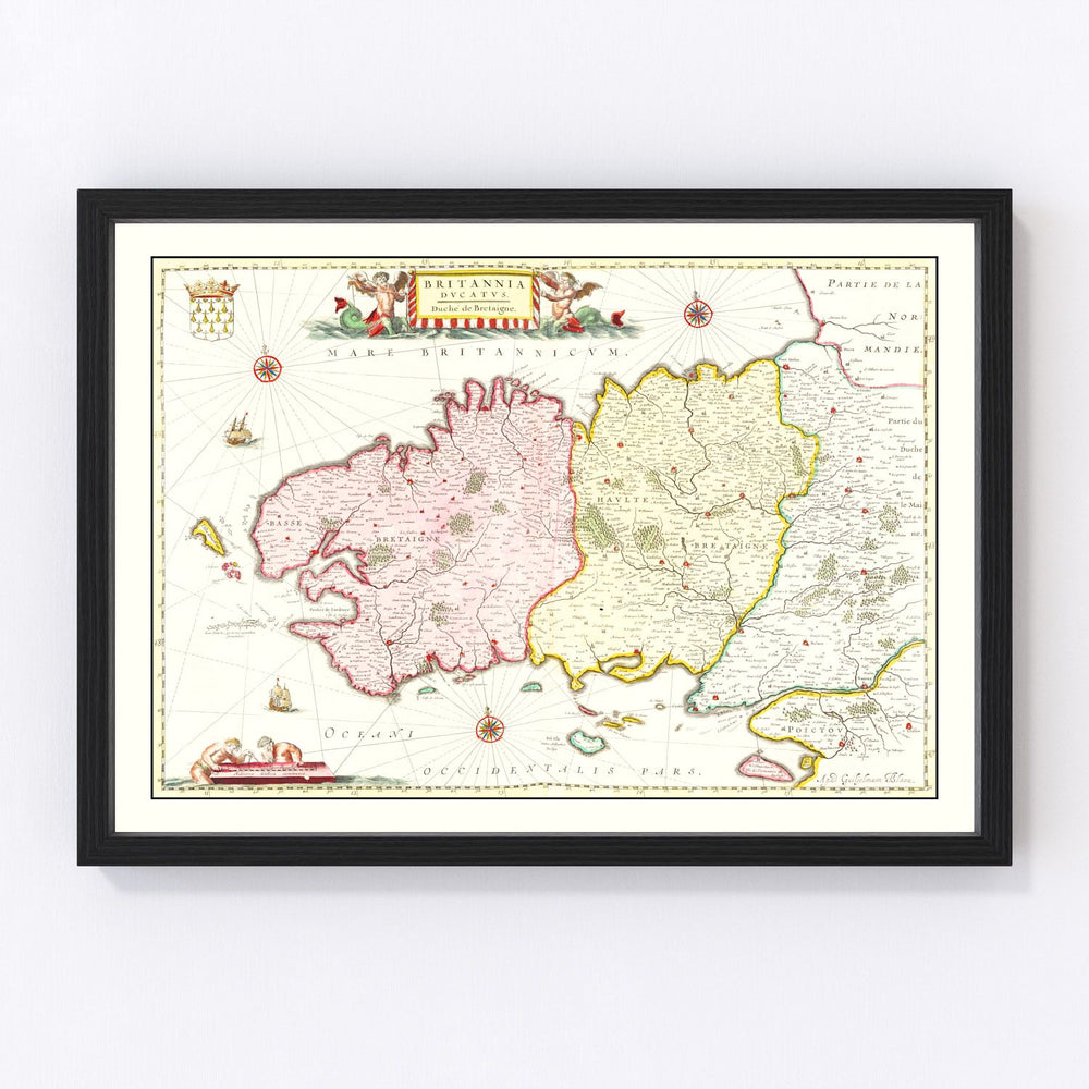 Bretagne (Brittany) Vintage Map 1665