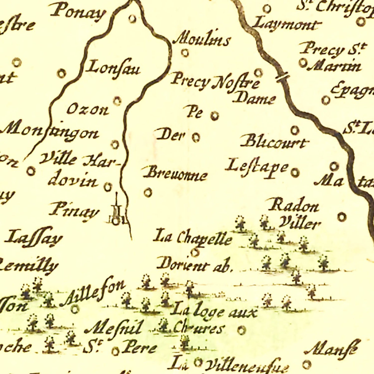 Restored historic details from the 1665 region map of County