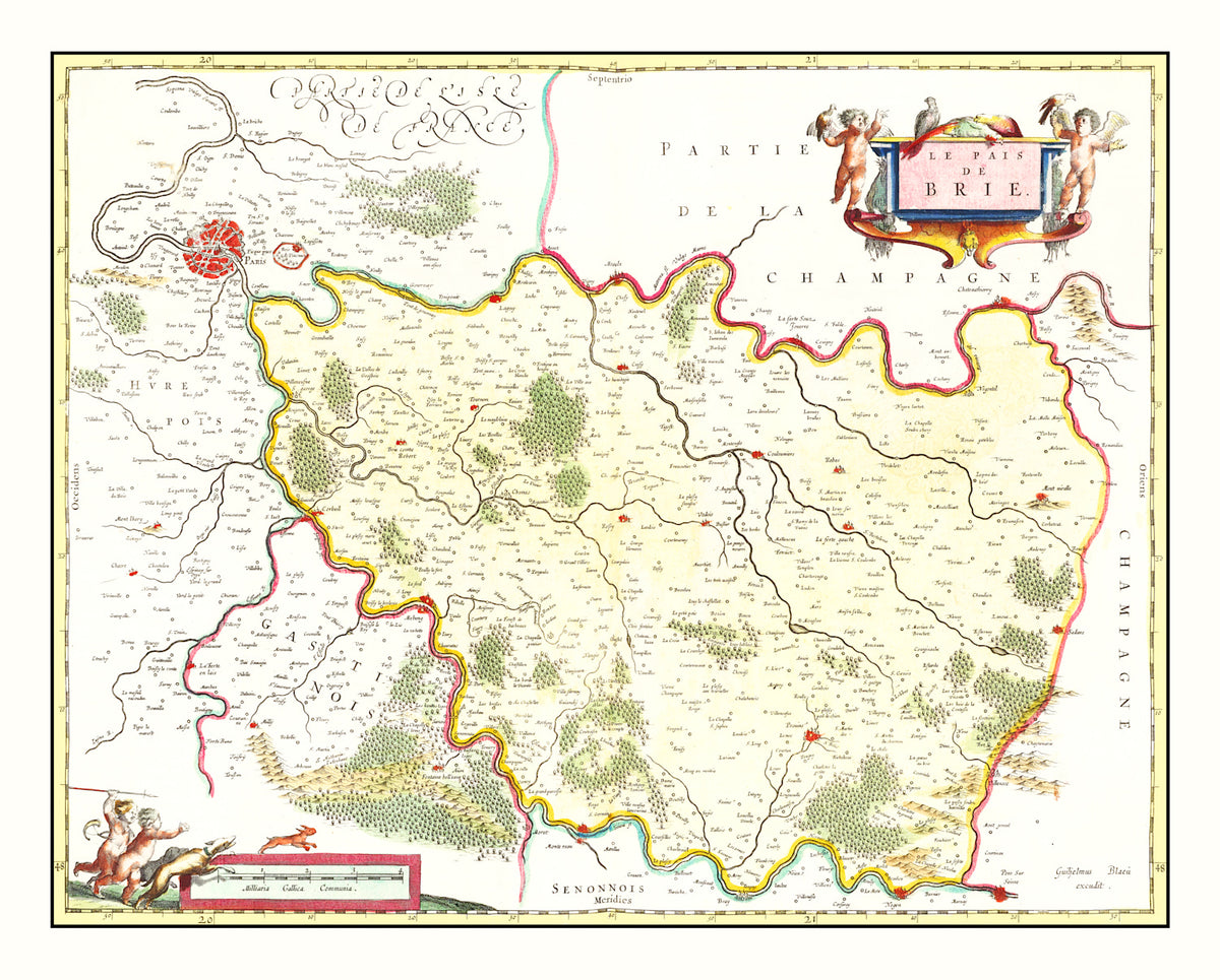 Preview of Vintage Map of Brie, France 1665