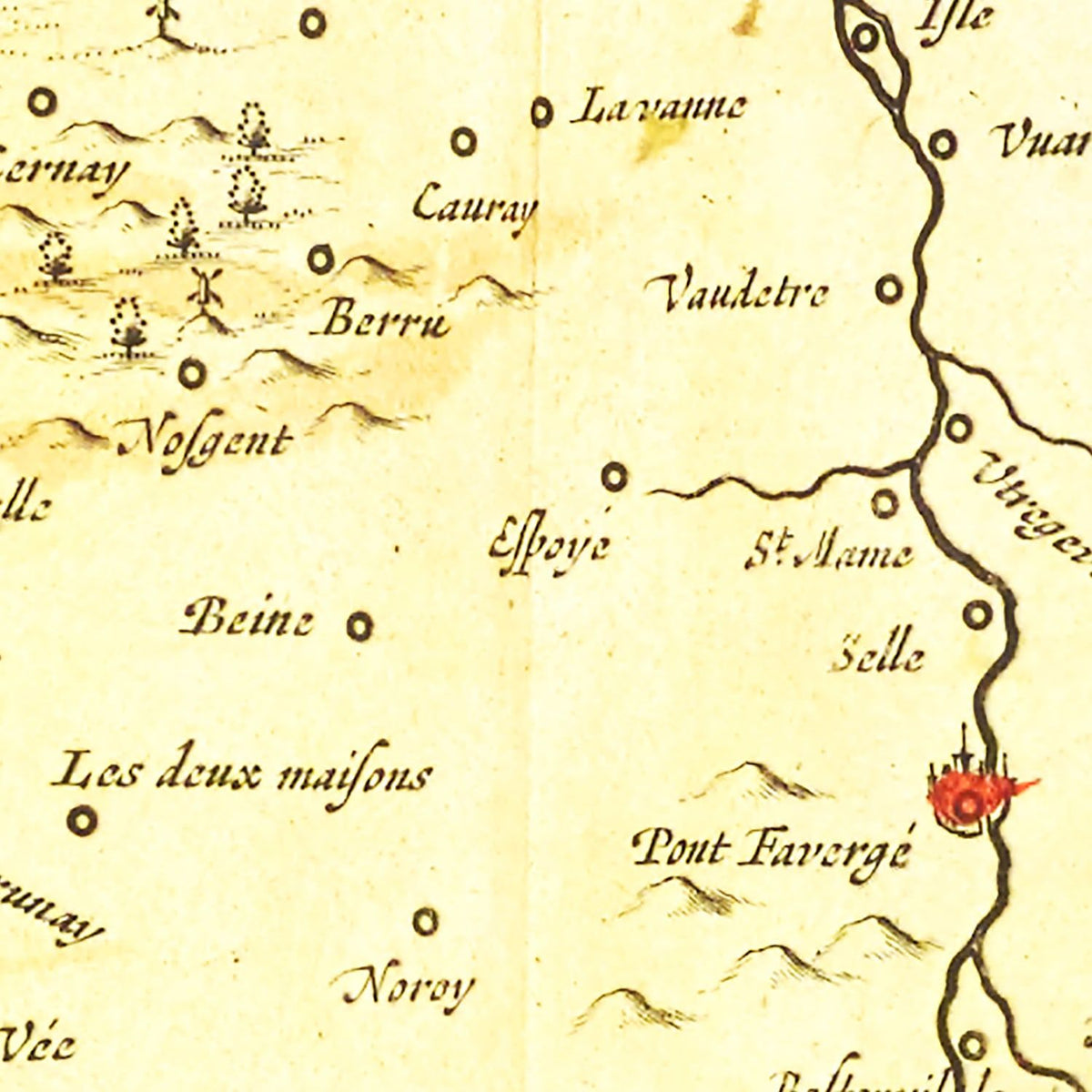 Restored historic details from the 1665 region map of County