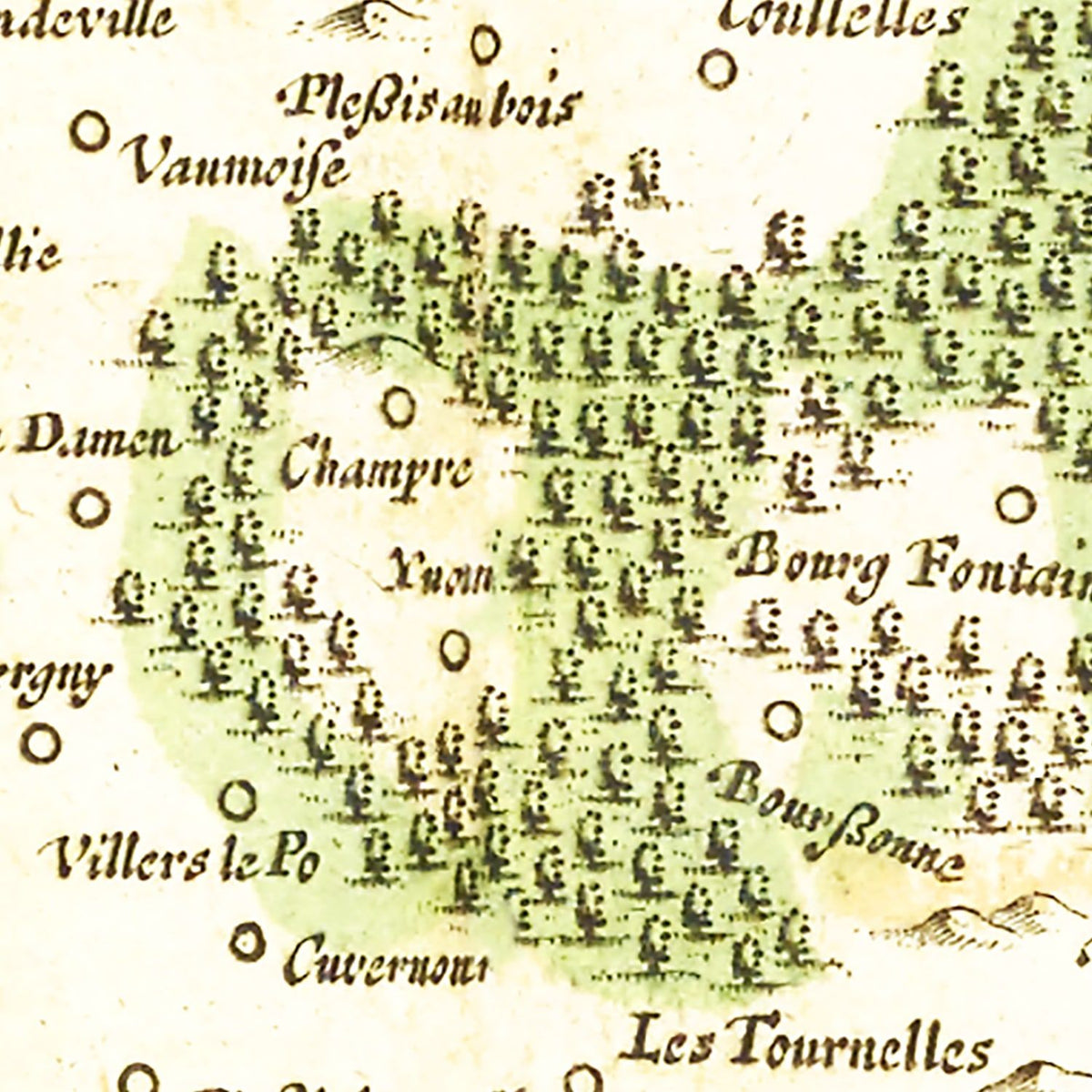 Restored historic details from the 1665 region map of County
