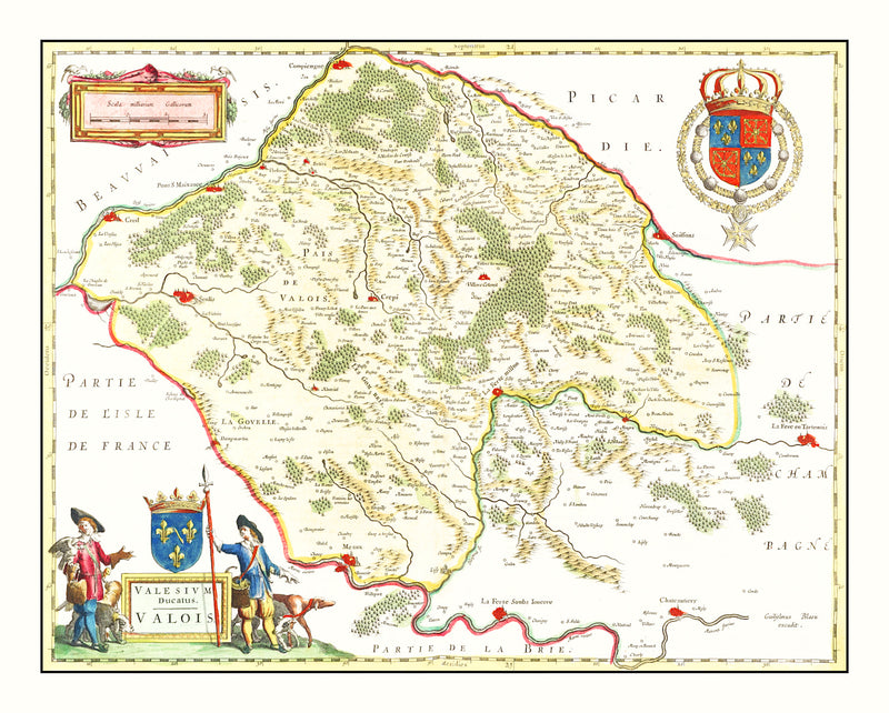 Size comparison using Vintage Map of Valois, France 1665