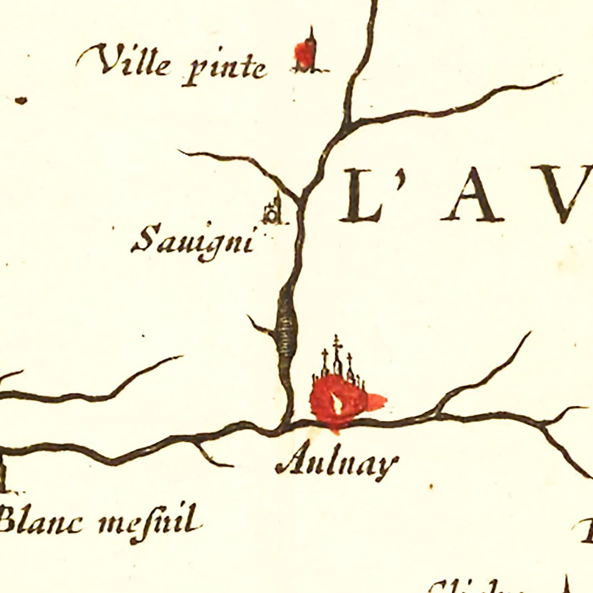 Restored historic details from the 1665 city map of Paris