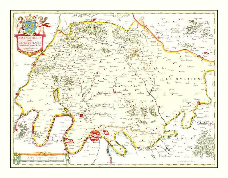 Size comparison using Vintage Map of Paris, France 1665
