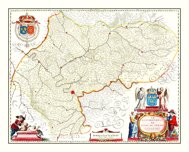 Size comparison using Vintage Map of Ile-de-France 1665