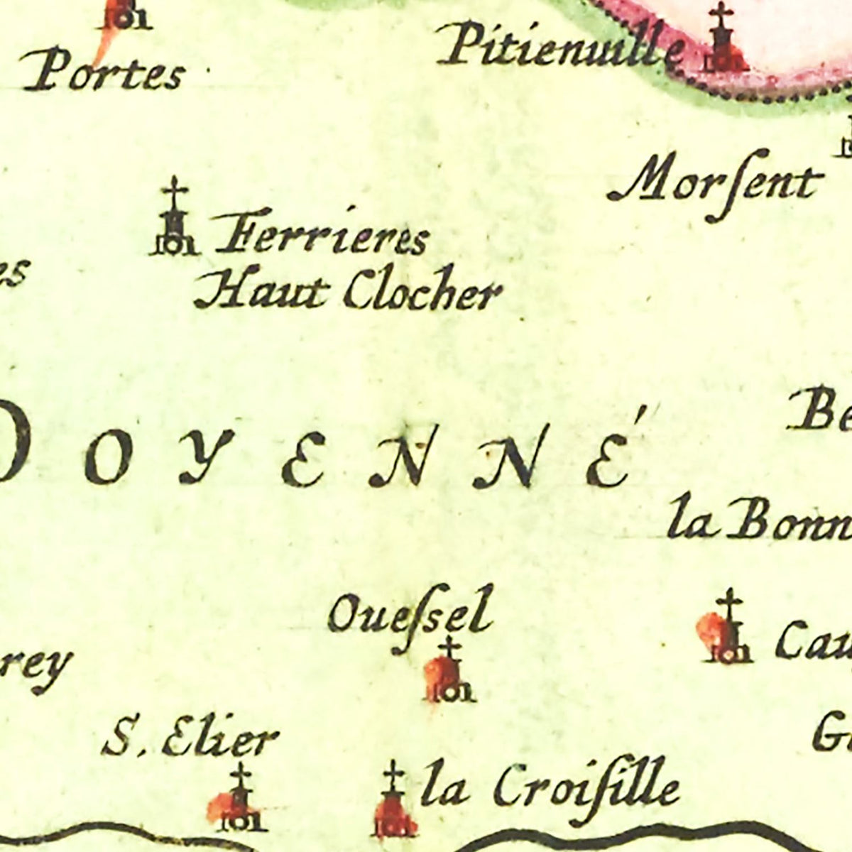 Restored historic details from the 1665 country map of County