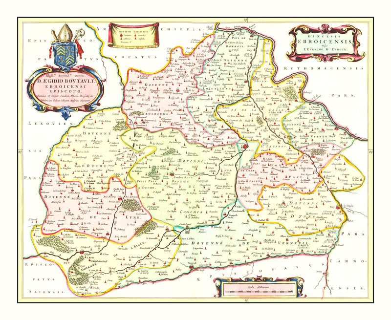 Size comparison using Vintage Map of France 1665