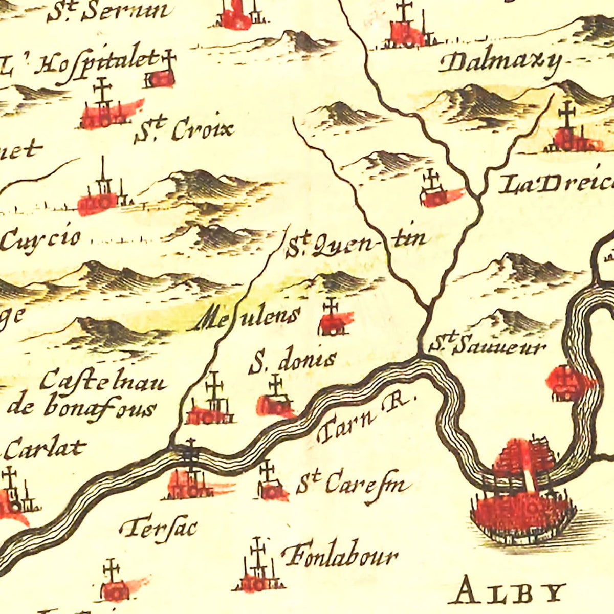 Restored historic details from the 1665 region map of County