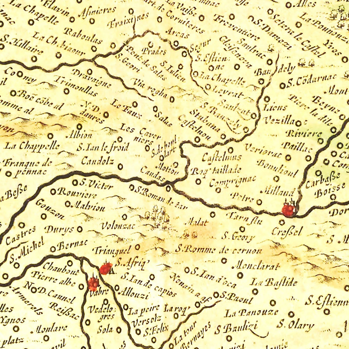 Restored historic details from the 1665 region map of County