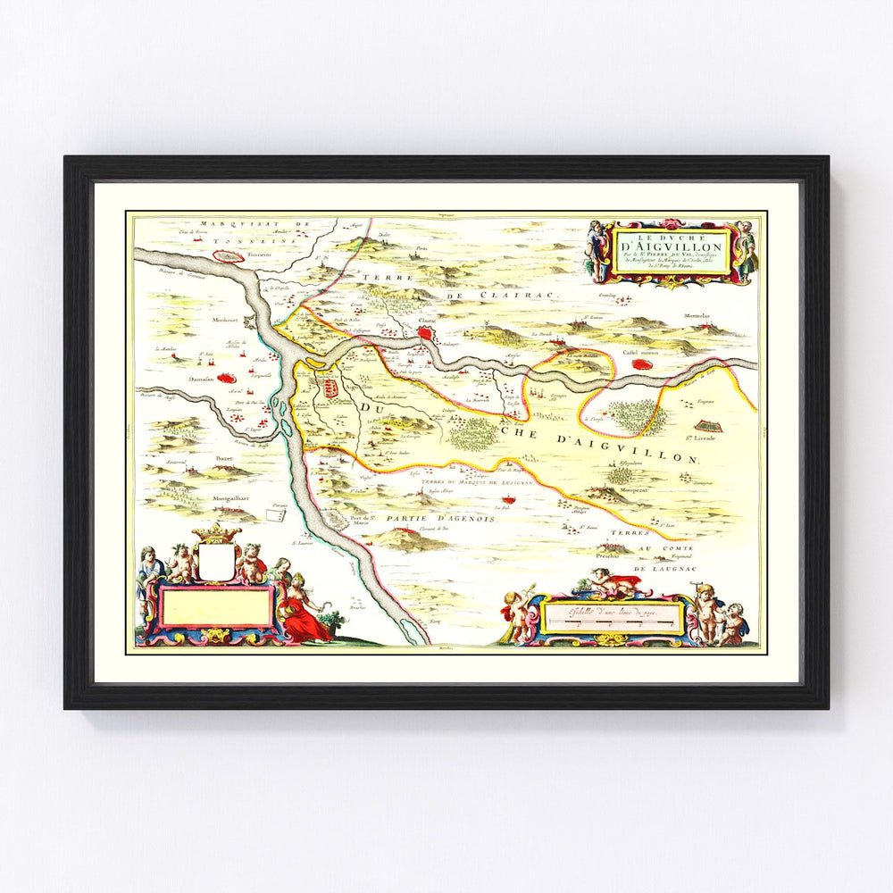 Aiguillon Vintage Map 1665