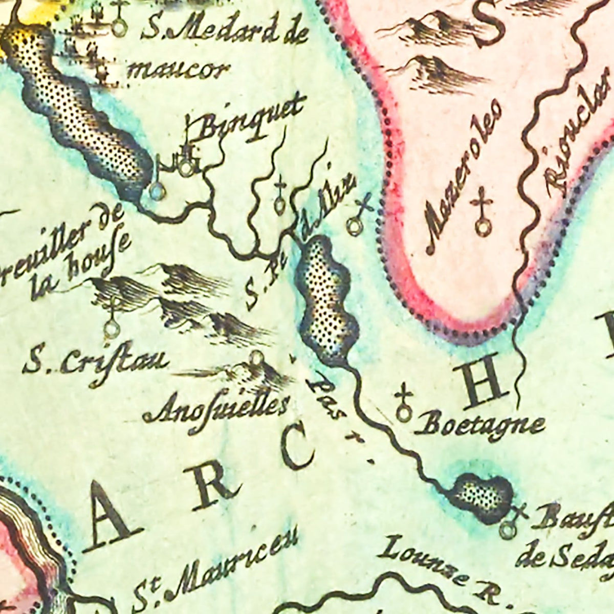 Restored historic details from the 1665 region map of County