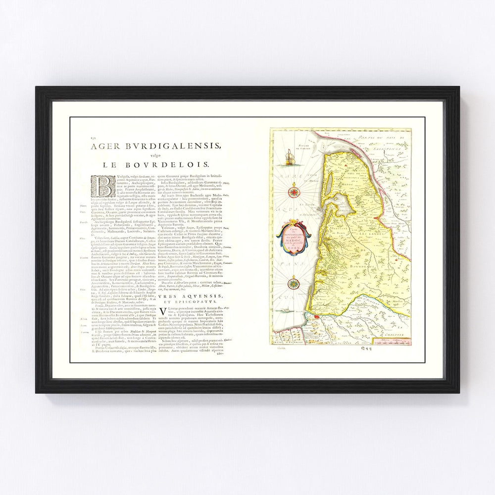 Bordeaux Vintage Map 1665
