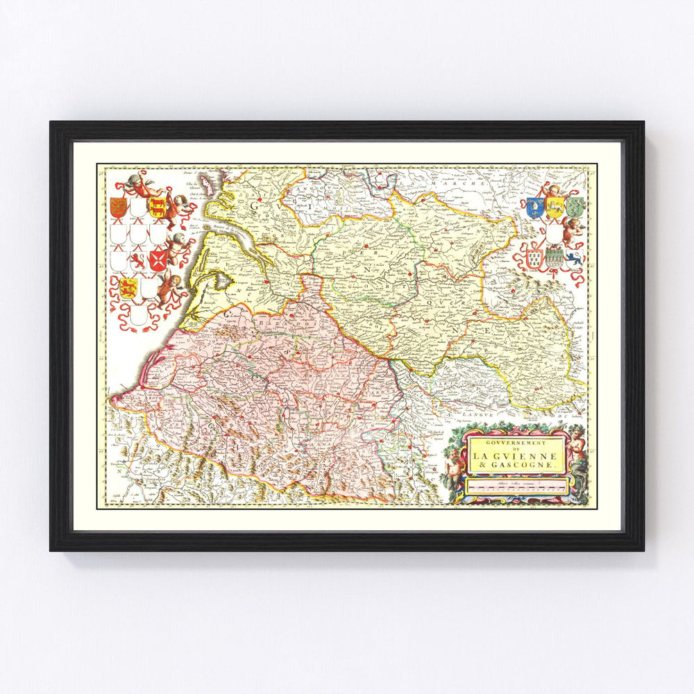 Gascony Vintage Map 1665