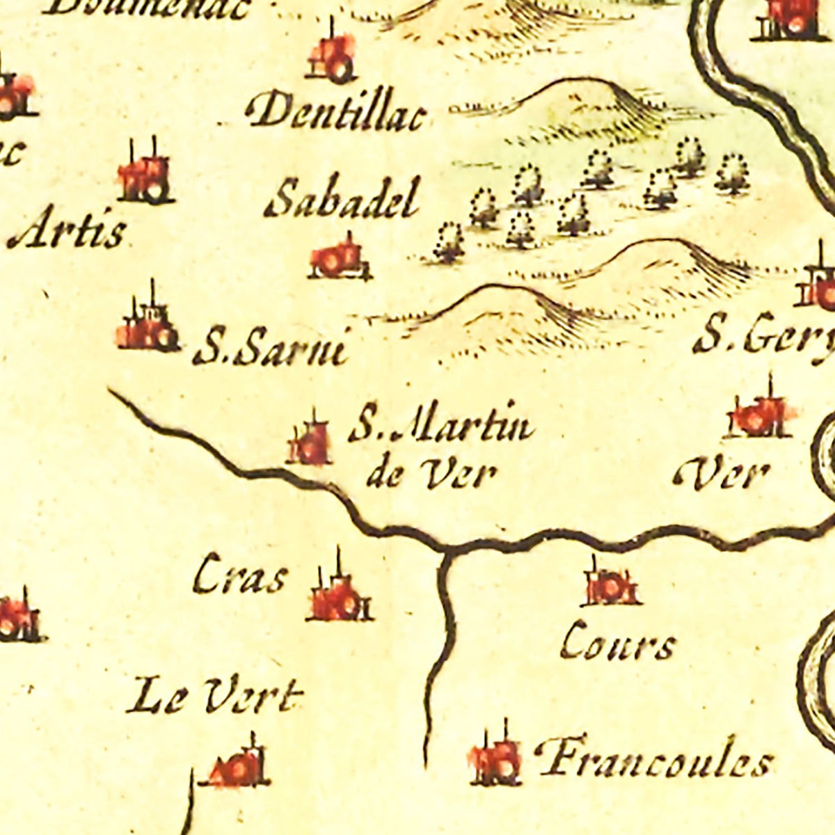Restored historic details from the 1665 region map of County