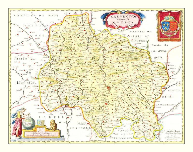 Size comparison using Vintage Map of Quercy, France 1665