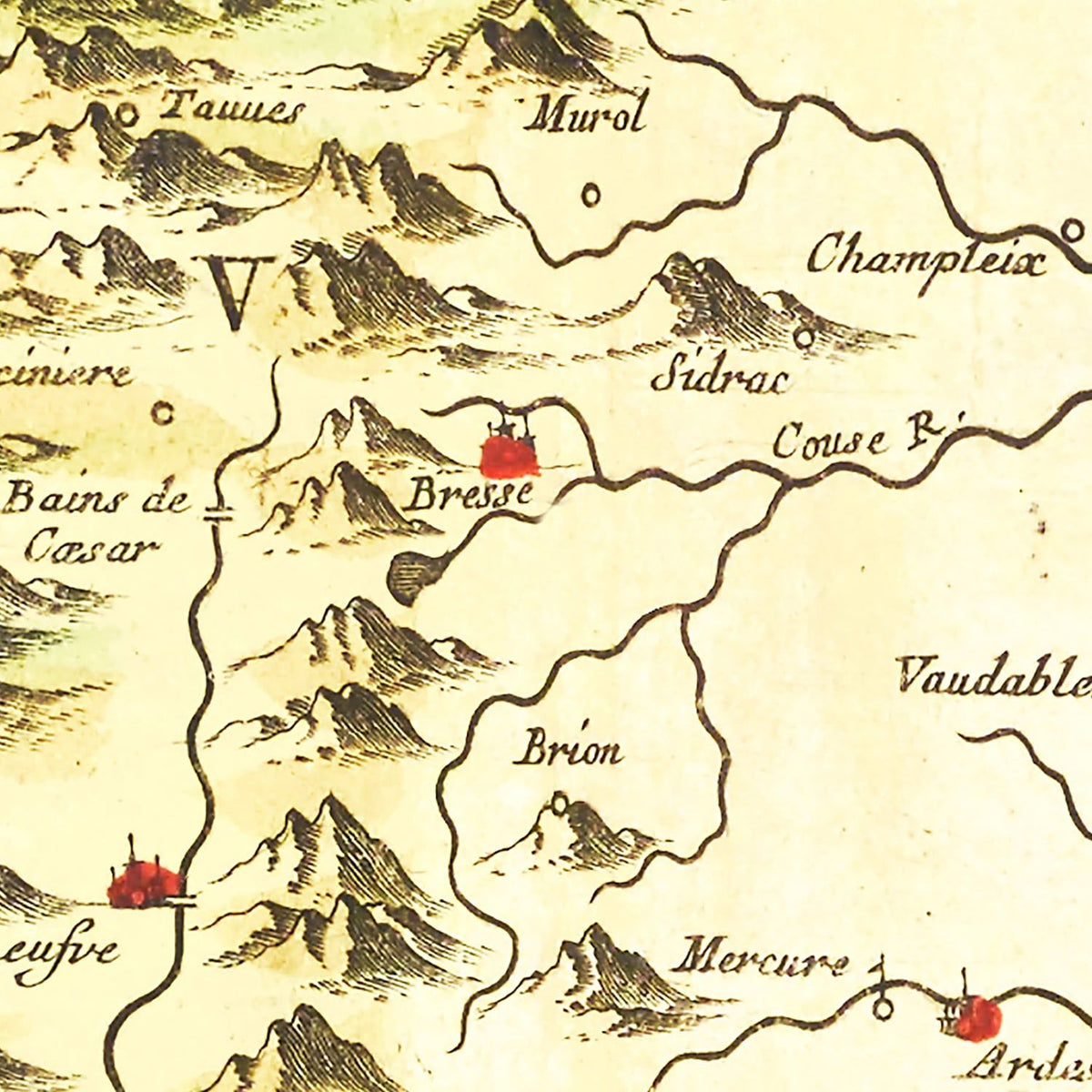 Restored historic details from the 1665 region map of County