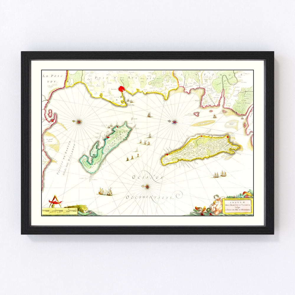 Re & Oleron Vintage Map 1665