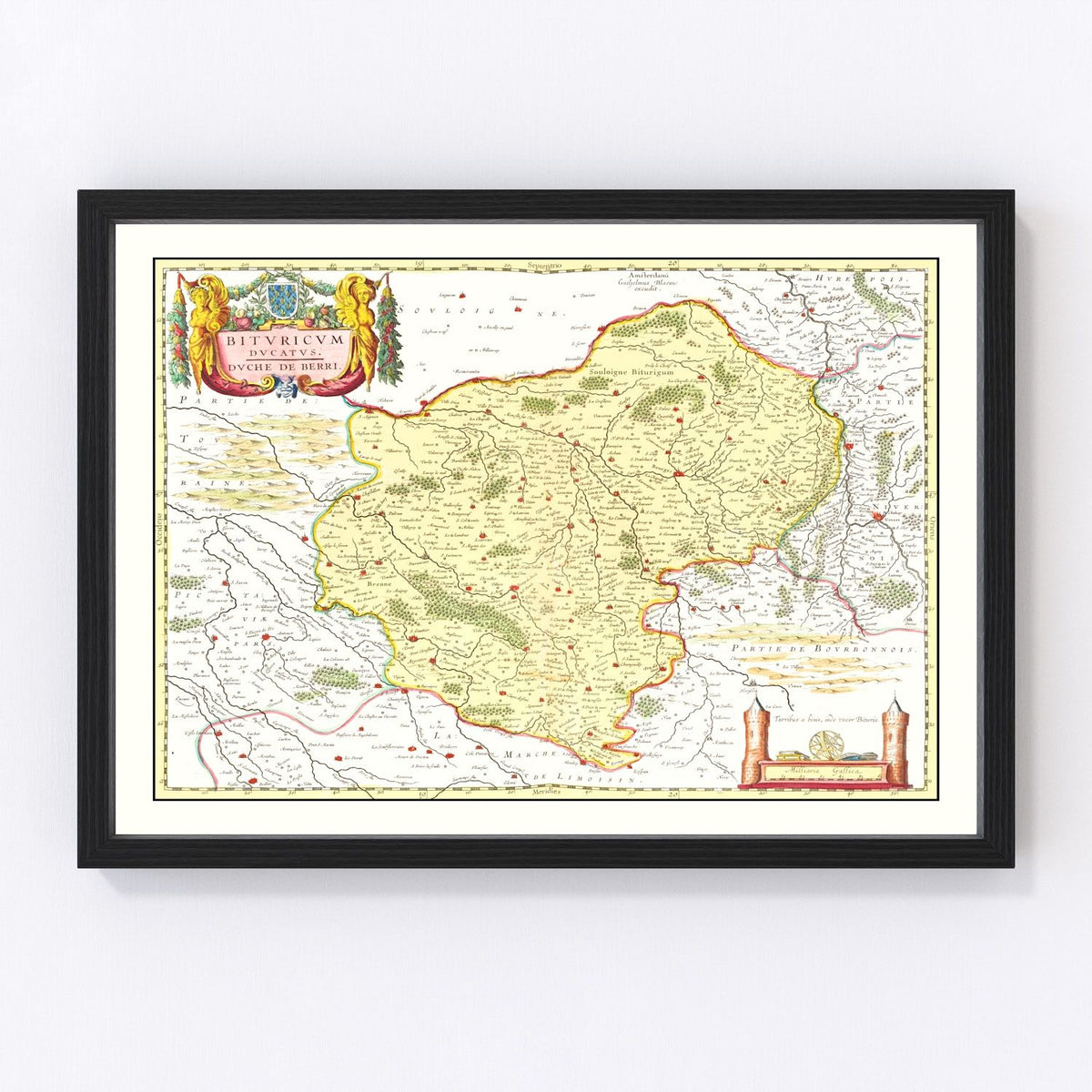 Bourges And Nevers France Vintage Map 1665