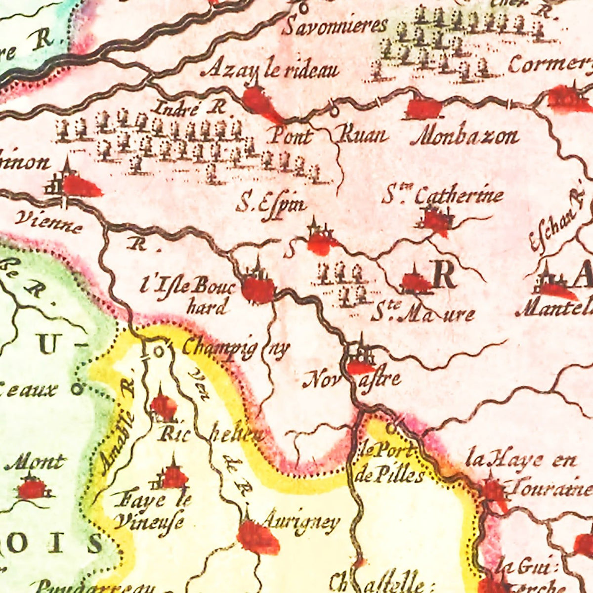 Restored historic details from the 1665 region map of County
