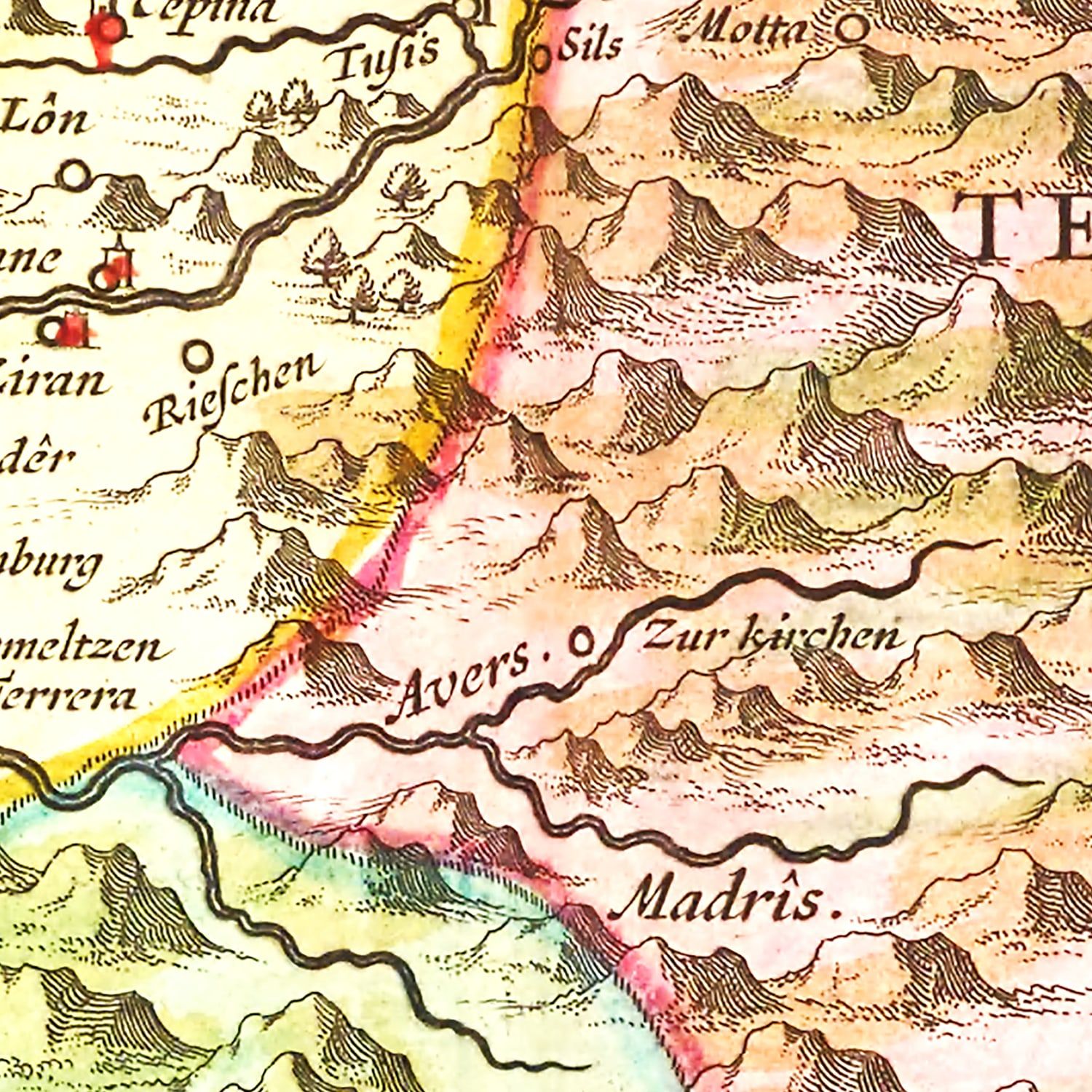 Restored historic details from the 1665 region map of County