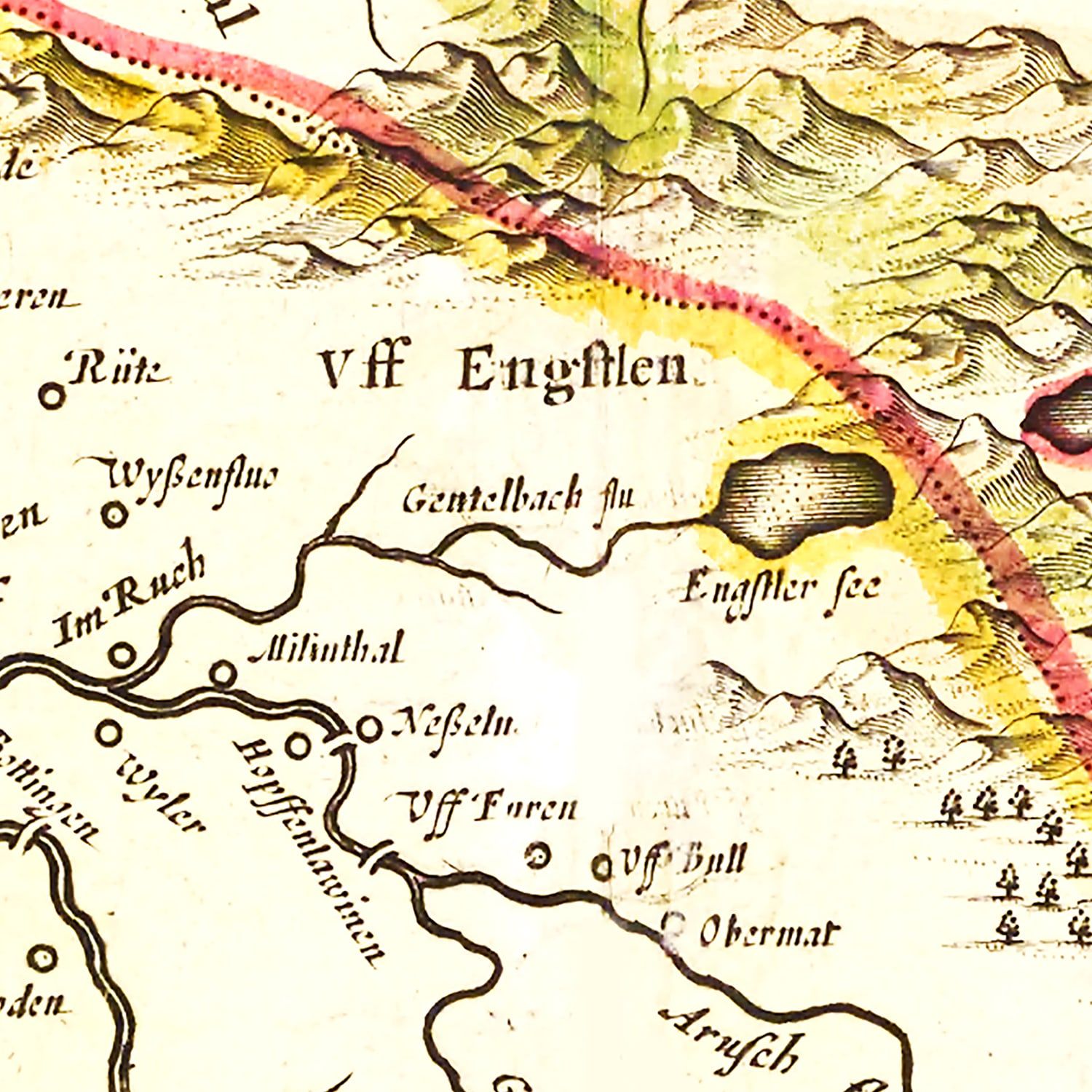 Restored historic details from the 1665 region map of County