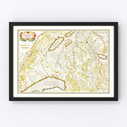 Western Switzerland Vintage Map 1665