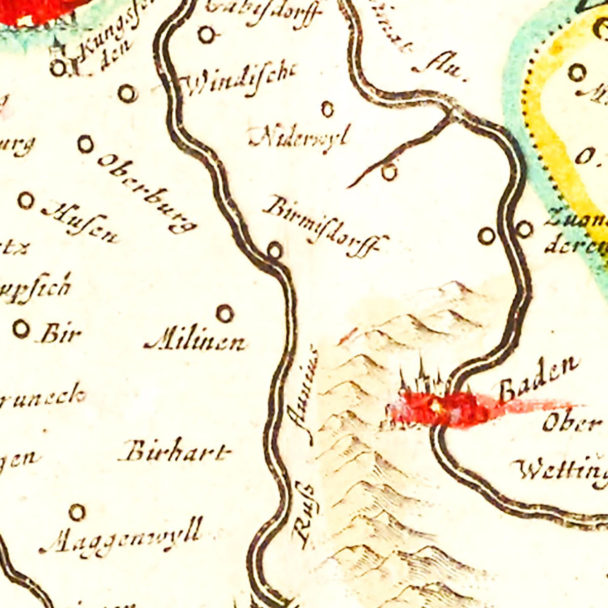 Restored historic details from the 1665 region map of County