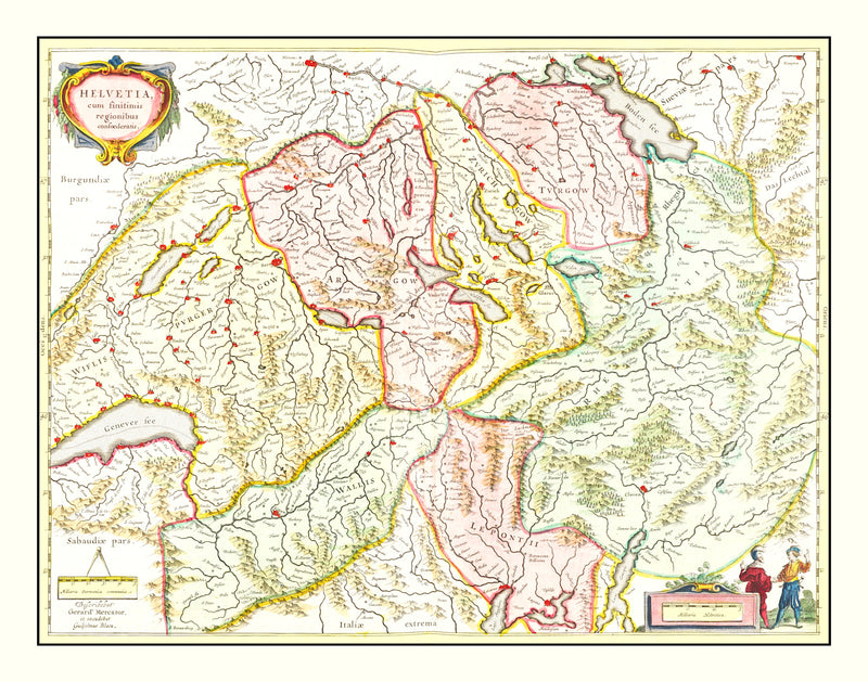 Size comparison using Vintage Map of Switzerland 1665